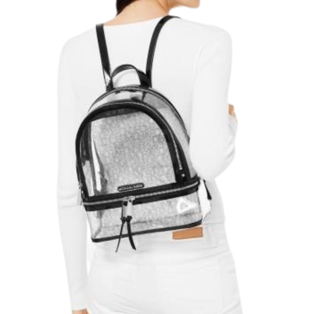 Michael Kors Rhea Zip Clear Logo Backpack - Black